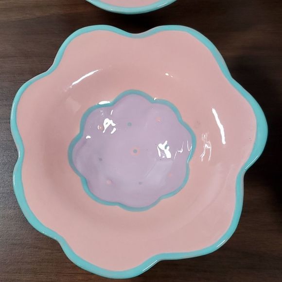 Cyclamen Julie Sanders Vintage Set of 4 Flower Bowls Signed 1987 Exc. Condition - Picture 3 of 10